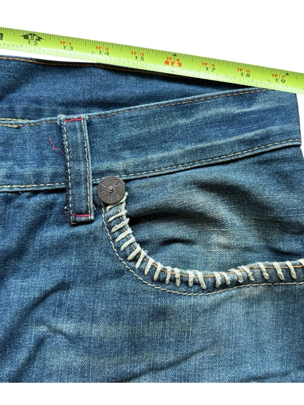 True Religion Billy Super T Jeans 38x33 Big Stitch Y2K Flap Pocket Denim Blue